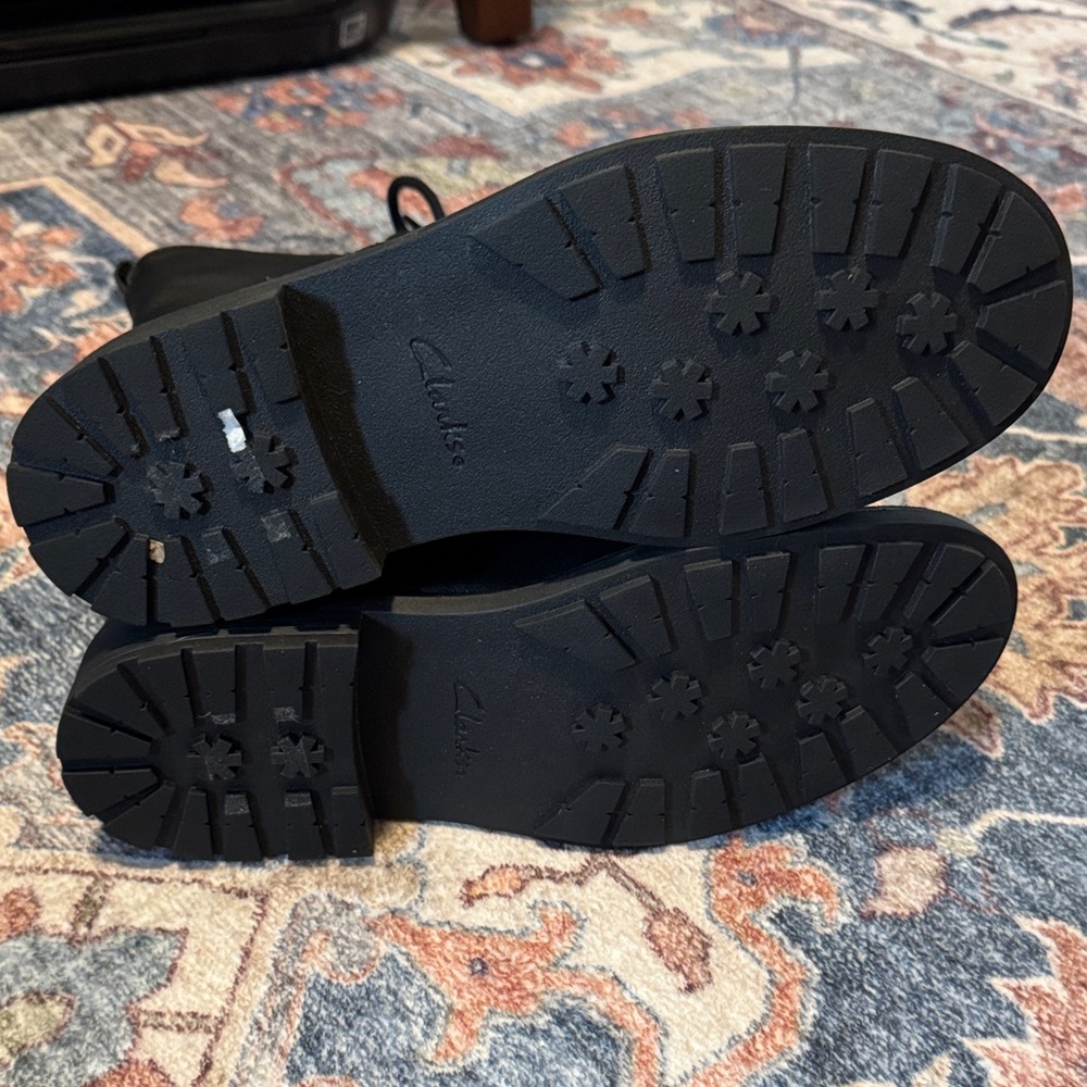 Clarks Black Leather Combat Boots - Picture 6 of 7